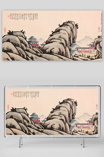 丰子恺水彩水墨风景画装饰画