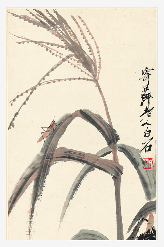 齐白石名画水墨画人物装饰画