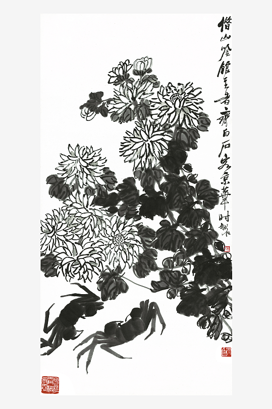 齐白石水墨花卉植物挂画