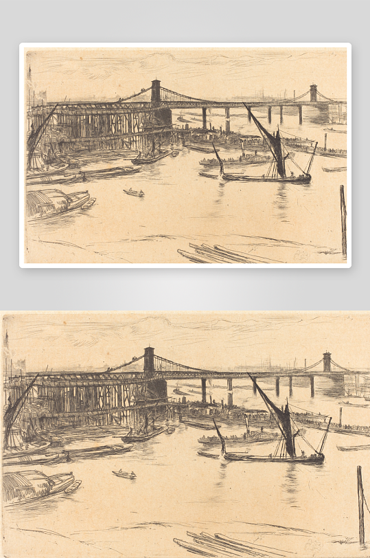 惠斯勒建筑素描风景画
