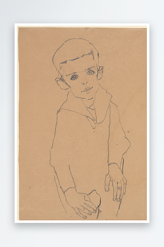 席勒抽象简约线描人体艺术画