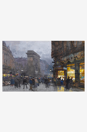 加林拉洛油画欧洲建筑街道广场风景画装饰画