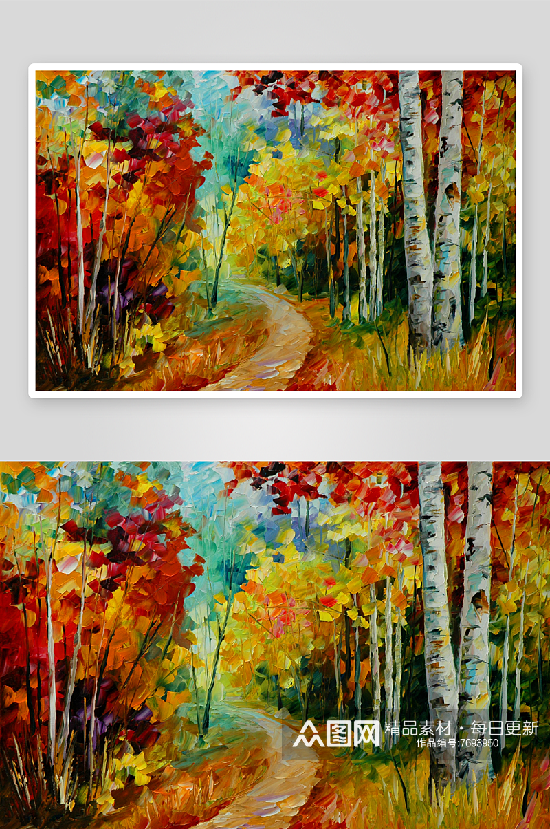 阿夫列莫夫油画抽象树林湖畔风景画素材