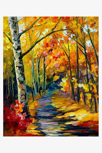 阿夫列莫夫油画抽象树林建筑湖畔风景画