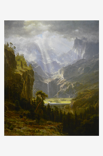 阿尔贝特比尔史伯特山林湖畔油画风景画