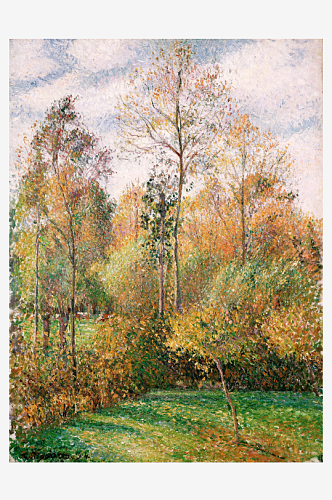 毕沙罗作品水彩树风景画