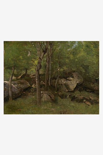 柯罗油画作品树林风景画