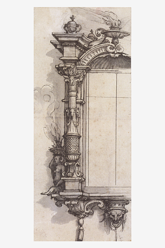 荷尔拜因建筑人物素描装饰画