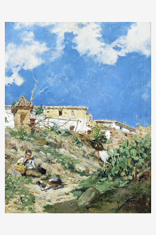 索罗拉油画帆风景画