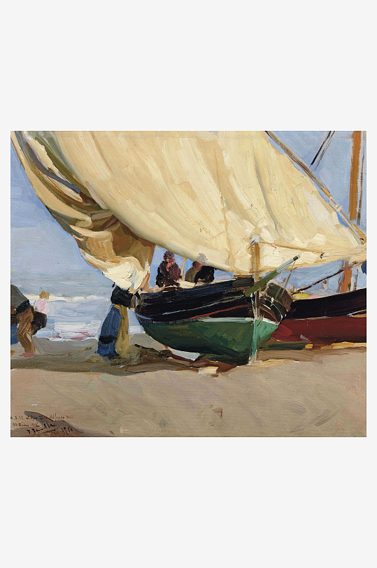 索罗拉油画帆船装饰画