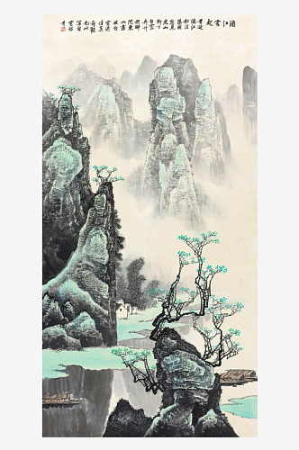 白雪石水墨山水风景画