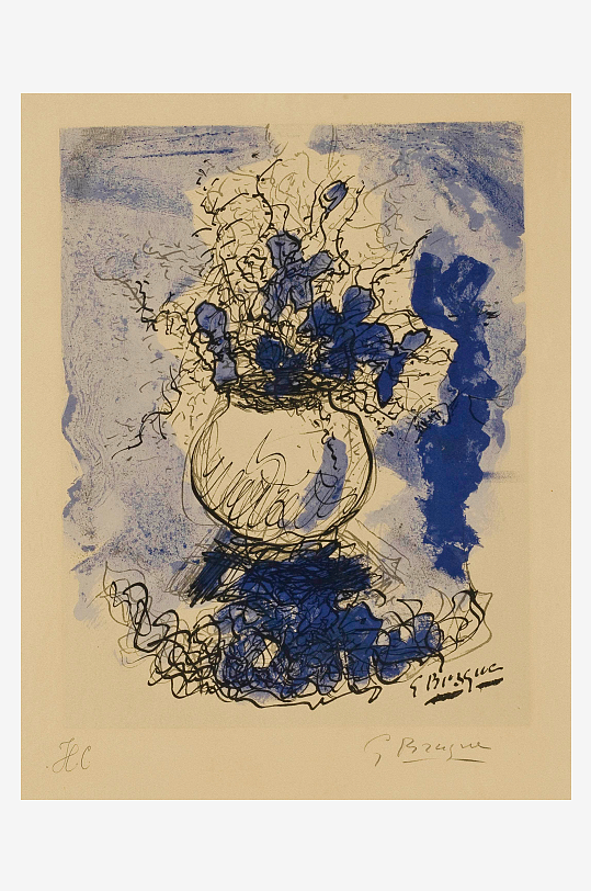 乔治布拉克抽象花卉飞鸟艺术装饰画