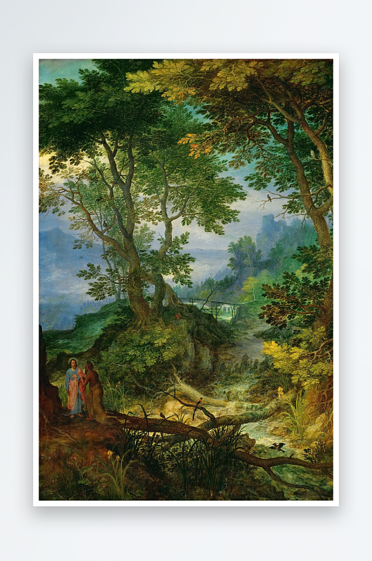 勃鲁盖尔树林人物风景画油画