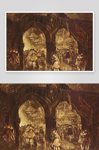 欧洲宫廷人物风景画油画