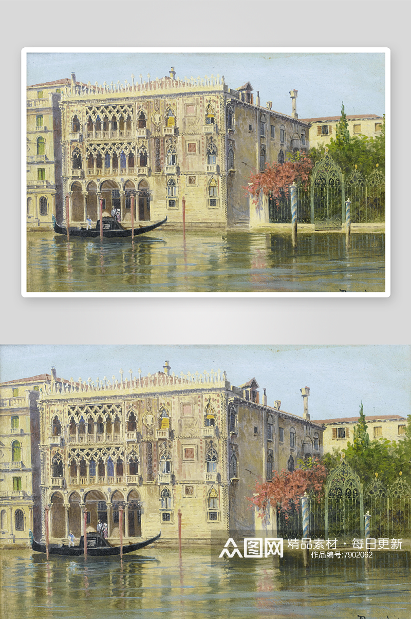 欧式油画欧洲建筑油画风景画素材