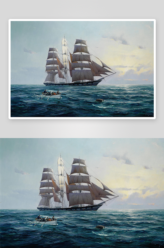 欧式油画海景帆船装饰画