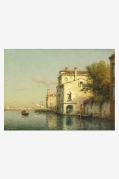 威尼斯小镇油画风景画