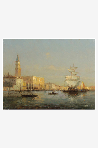 威尼斯水上小镇油画风景画