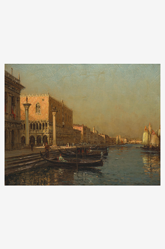 水上威尼斯风景画油画