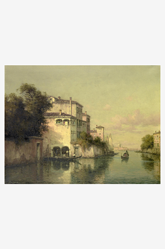 水上建筑威尼斯印象风景画