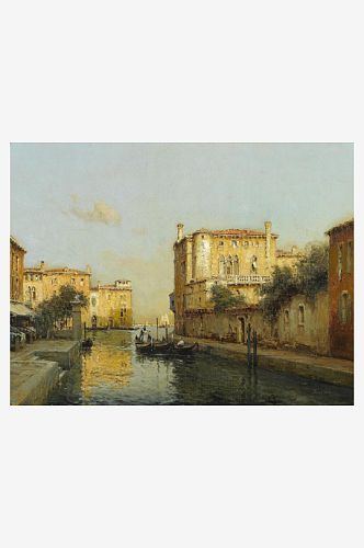 水上建筑威尼斯印象风景画