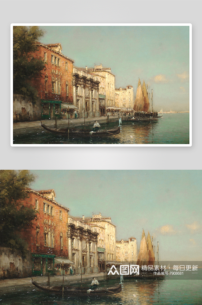 水上建筑威尼斯印象风景画素材