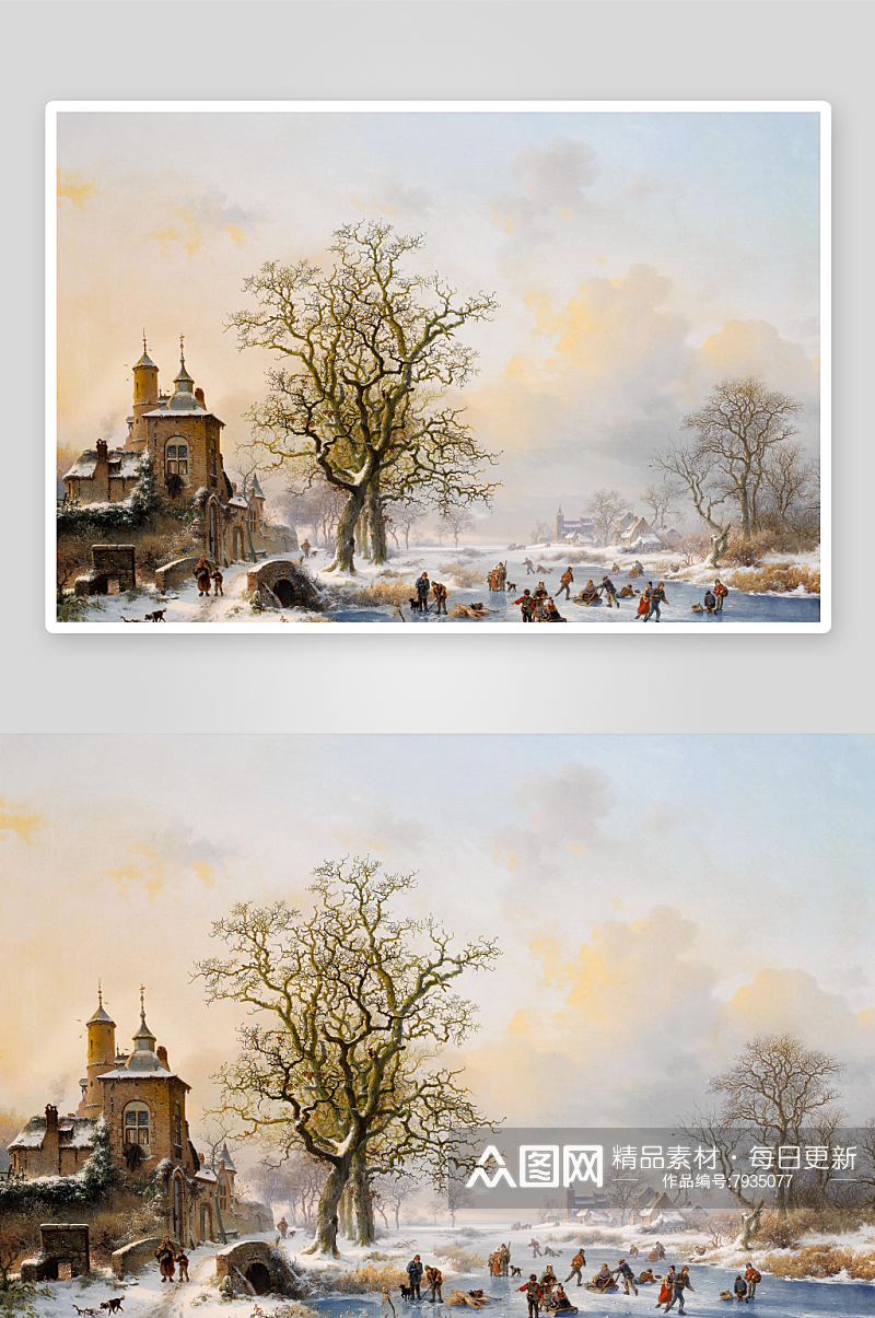 高清十九世纪荷兰风景油画素材