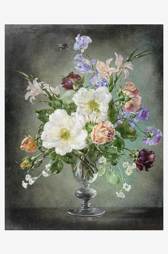 静物花卉花瓶油画装饰画