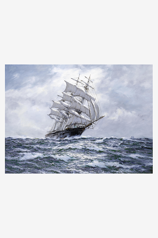 帆船海景高清油画