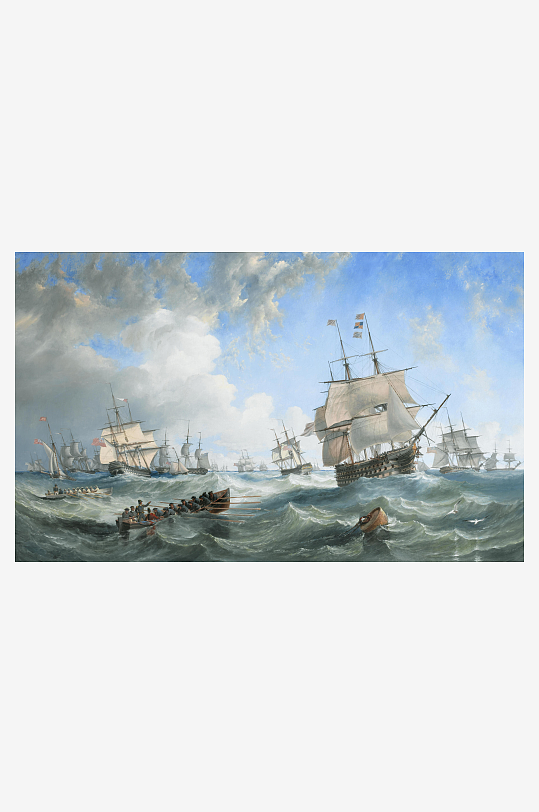 帆船油画海景装饰画