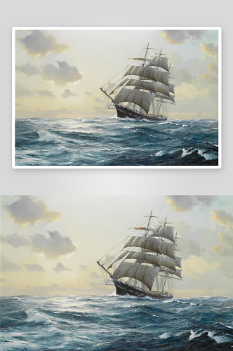 帆船海景油画风景画装饰画