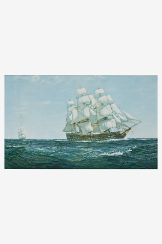 高清帆船海景油画图片