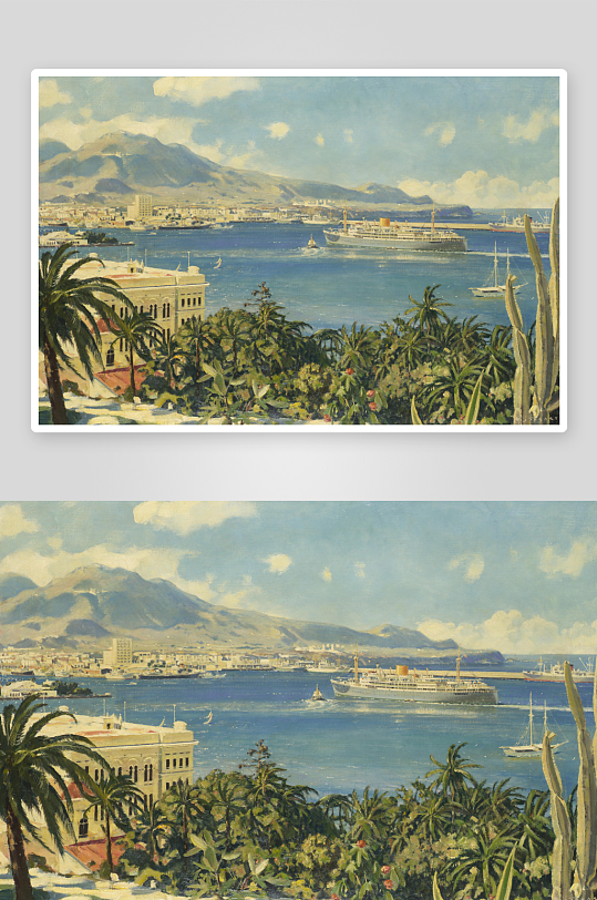 大海帆船海景油画风景画-众图网