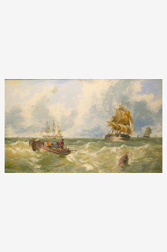 大海帆船海景油画风景画