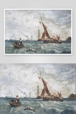 油画帆船海景装饰画