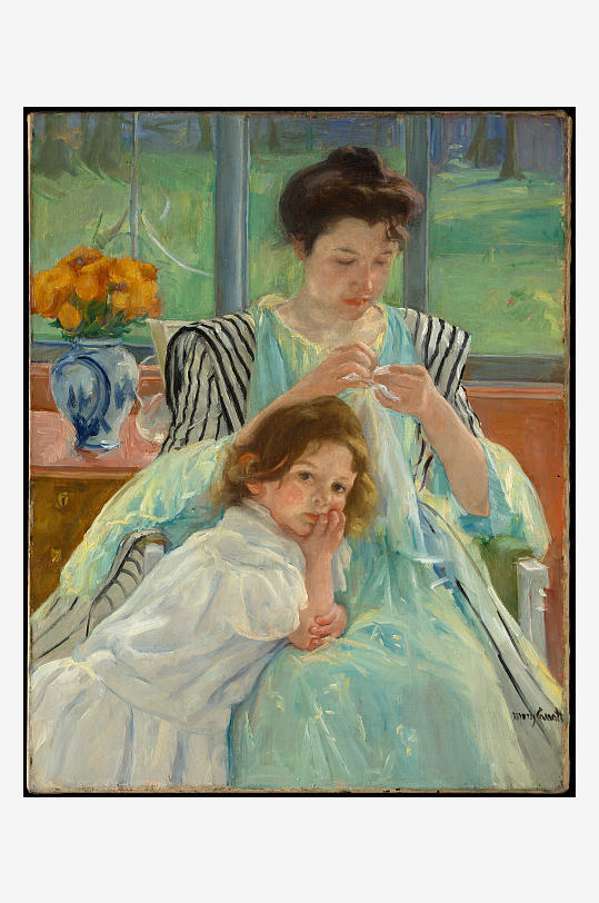 玛丽卡萨特油画母子贵妇油画