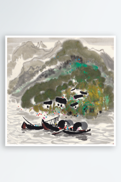 吴冠中水墨抽象风景画装饰画