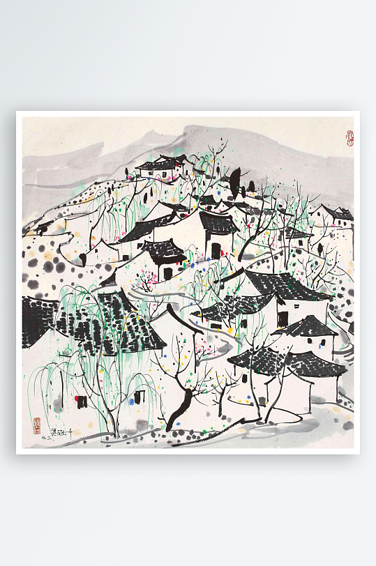 吳冠中水墨畫作品掛畫