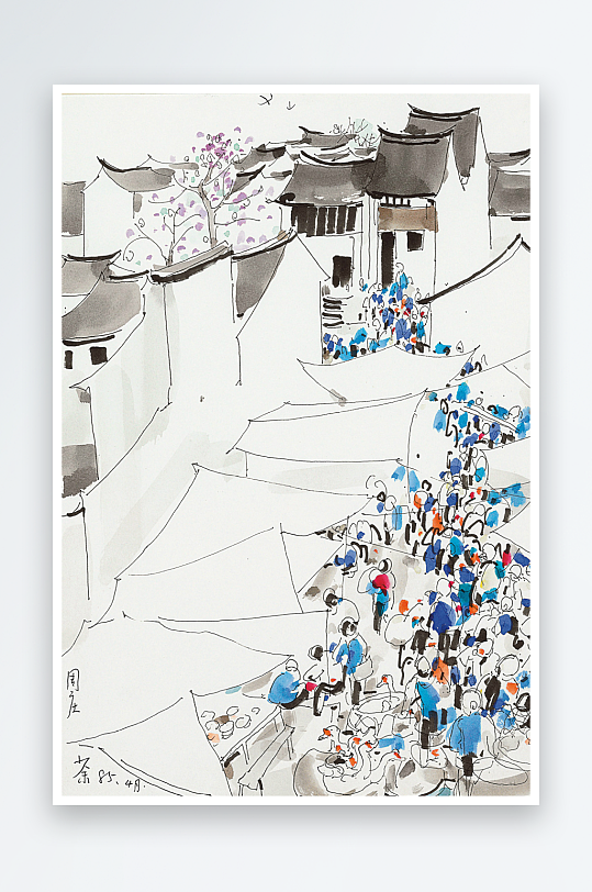 吴冠中水墨画作品挂画