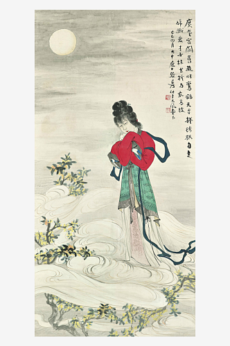 张大千水墨山脉人物风景画