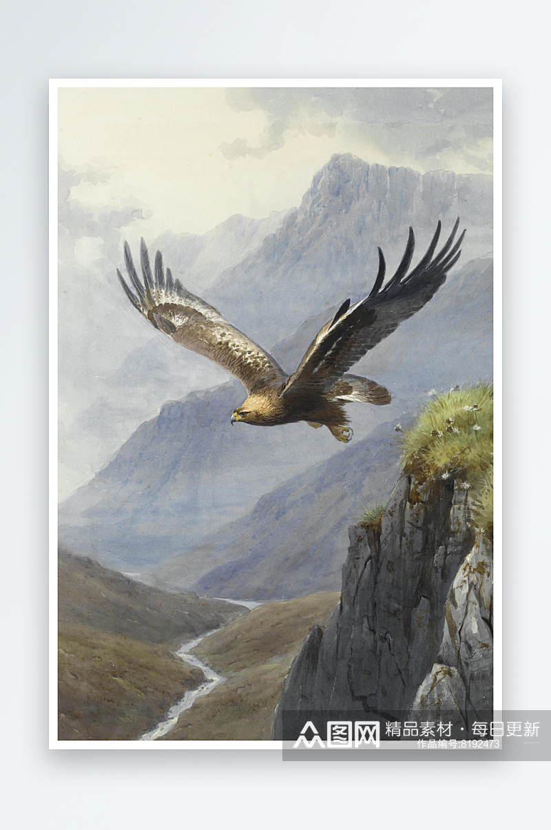 约翰哈里高清飞鸟鸟类油画风景画素材