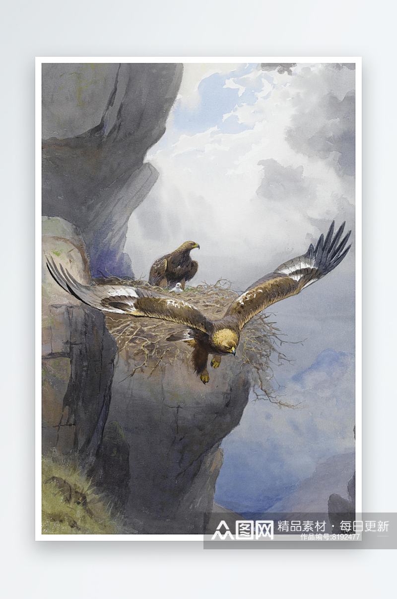 约翰哈里高清飞鸟鸟类油画风景画素材