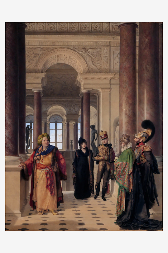 卢浮宫油画作品装人物场景装饰画