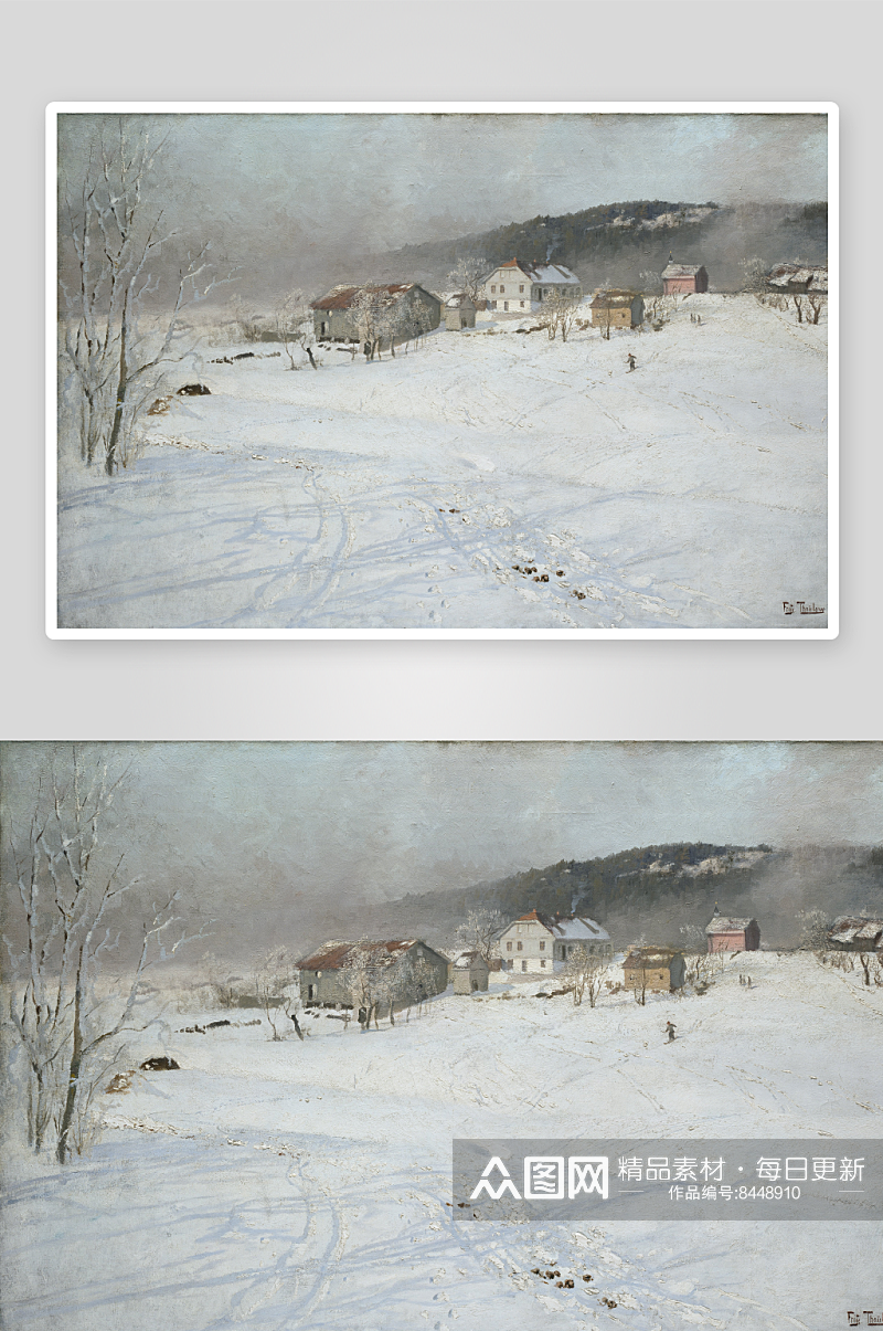 挪威艺术博物馆风景画油画素材