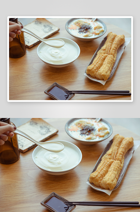 早餐美食豆浆油条摄影图