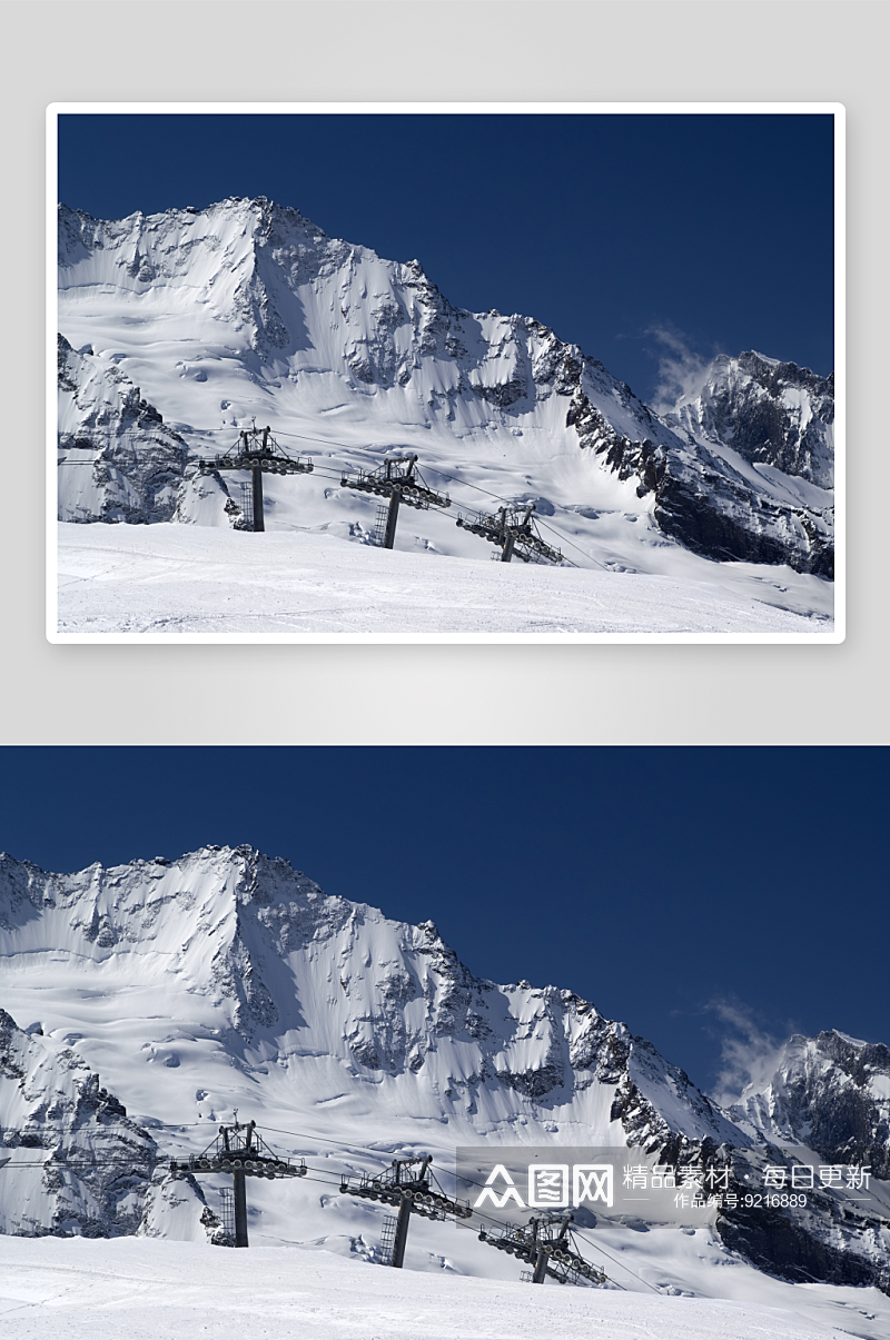 雪山雪景风景画摄影图素材