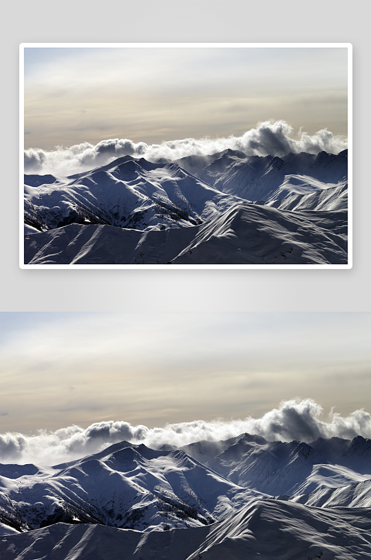 唯美雪山雪景风景画摄影图