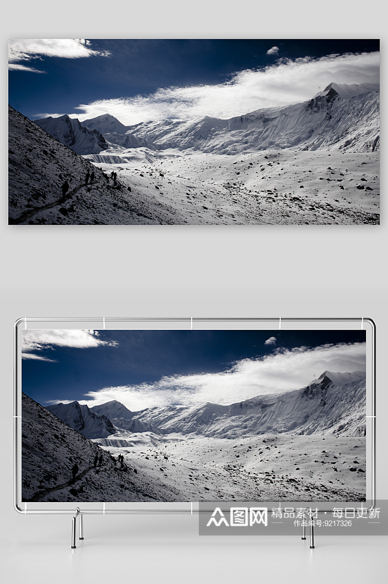 高清雪山雪景风景画素材