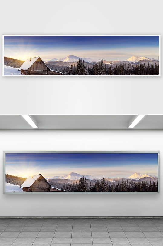 高清雪山雪景风景画