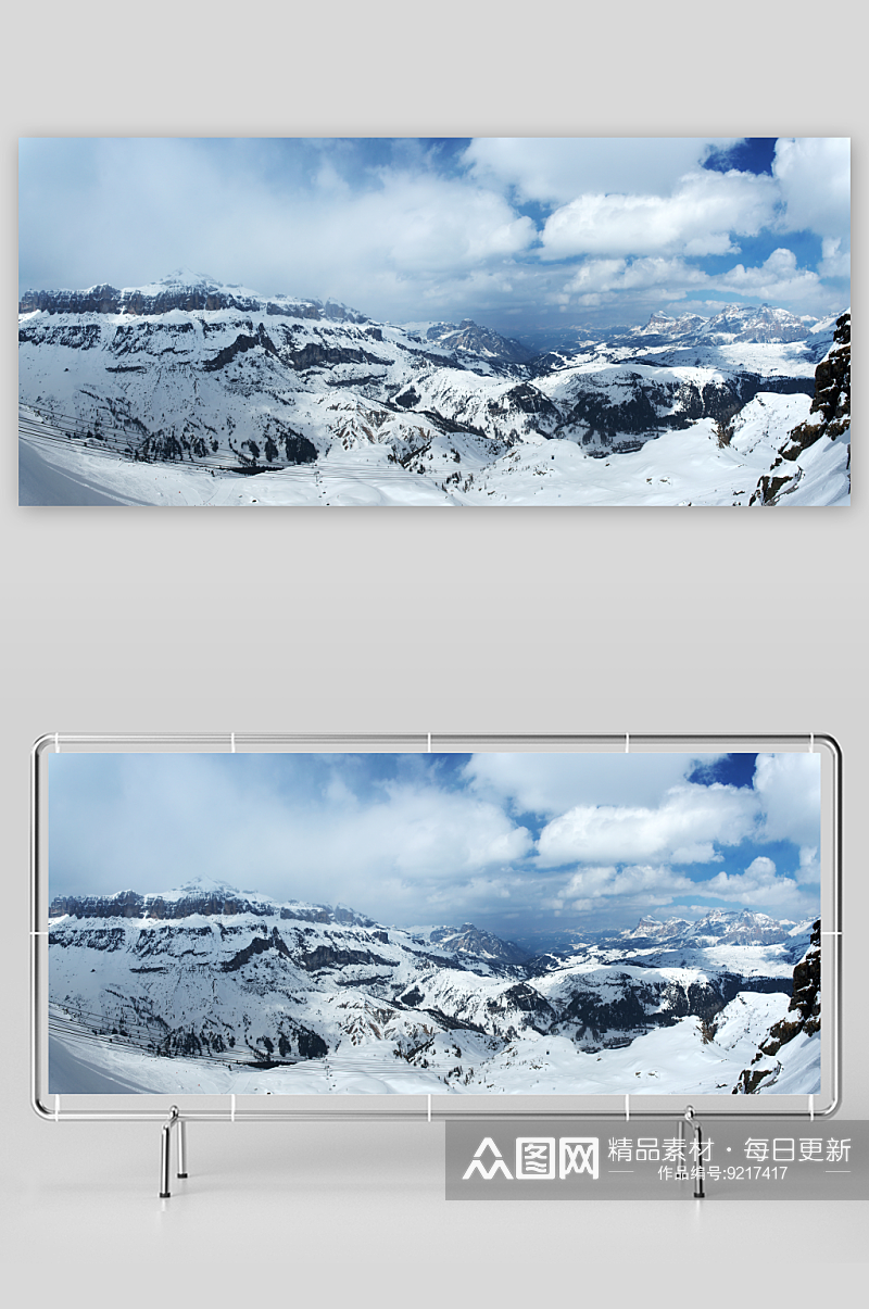 高清雪山雪景风景画素材